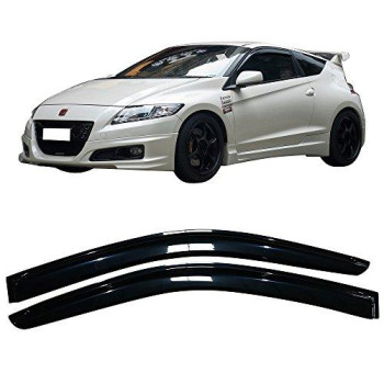 Ikon Motorsports Tape On External Window Visor, Compatible With 2011-2016 Honda Cr-Z Slim Smoke Tinted Acrylic Rain Deflector