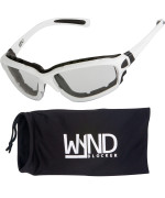 Wynd Blocker Motorcycle Riding Glasses Extreme Sports Wrap Sunglasses, White, Clear