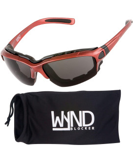 Wynd Blocker Motorcycle Riding Glasses Extreme Sports Wrap Sunglasses, Red, Smoke