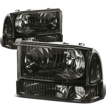 Dna Motoring Hl-Oh-F99Sd4P-Sm-Cl1 Smoke Lens Headlights Replacement For 99-04 F250 F350 F450 F550 Sd