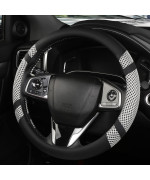 BOKIN Car Steering Wheel Cover 14.5 In Leather Wheel Covers for Women Men Gray Steering Wheel Accessories with Breathable Microfiber