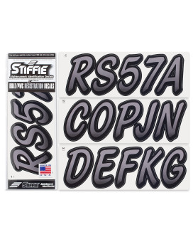 Stiffie Whipline Gunmetalblack 3 Alpha-Numeric Registration Identification Numbers Stickers Decals For Boats & Personal Watercraft