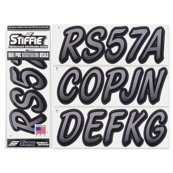 Stiffie Whipline Gunmetalblack 3 Alpha-Numeric Registration Identification Numbers Stickers Decals For Boats & Personal Watercraft