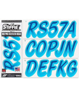 Stiffie Whipline 3 Alpha-Numeric Registration Identification Numbers Stickers Decals For Boats Personal Watercraft (Navysky Blue)