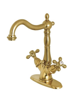 Kingston Brass KS1437AX 4 in. Centerset Bathroom Faucet, Brushed Brass