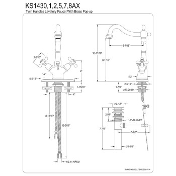 Kingston Brass KS1437AX 4 in. Centerset Bathroom Faucet, Brushed Brass