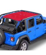 Alien Sunshade Jeep Wrangler Jlu (2018 - Current) - Full Length Mesh Sun Shade For Jeep Jl Unlimited - Blocks Uv, Wind, Noise - Bikini Jlkini Top Cover For Sport, Sport S, Sahara, Rubicon (Red)