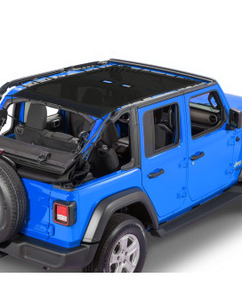 Alien Sunshade Jeep Wrangler Jlu (2018 - Current) - Full Length Mesh Sun Shade For Jeep Jl Unlimited - Blocks Uv, Wind, Noise - Bikini Jlkini Top Cover For Sport, Sport S, Sahara, Rubicon (Black)