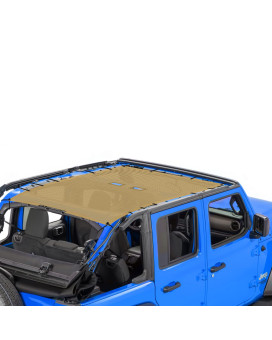 Alien Sunshade Jeep Wrangler Jlu (2018 - Current) - Full Length Mesh Sun Shade For Jeep Jl Unlimited - Blocks Uv, Wind, Noise - Bikini Jlkini Top Cover For Sport, Sport S, Sahara, Rubicon (Tan)