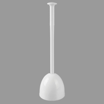 mDesign Plastic Freestanding Hideaway Toilet Bowl Plunger with Holder Set - Plunger for Bathroom Storage and Cleaning Organization - Heavy Duty, Space Saving - Aura Collection, 2 Pack, White