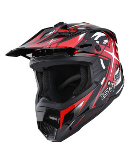 1Storm Adult Motocross Helmet Bmx Mx Atv Dirt Bike Four Wheeler Quad Motorcycle Full Face Helmet Racing Style: Hf801 Sonic Red