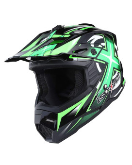 1Storm Adult Motocross Helmet Bmx Mx Atv Dirt Bike Four Wheeler Quad Motorcycle Full Face Helmet Racing Style: Hf801 Sonic Green