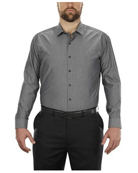 Unlisted By Kenneth Cole Mens Big And Tall Solid Dress Shirt, Graphite, 22 Neck 37 -38 Sleeve 5X-Large Tall Us