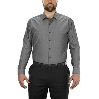 Unlisted By Kenneth Cole Mens Big And Tall Solid Dress Shirt, Graphite, 22 Neck 37 -38 Sleeve 5X-Large Tall Us