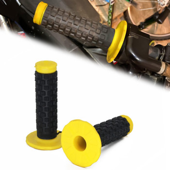 2Pcs 78 Universal Motorcycle Hand Bar Grips Pillow Grip Anti-Slip Rubber Racing Grip For Dirt Bike Motocross Dr Drz Rmx Djebel 400E 400S 400Sm 450Z 650Se Dr200 250 Drz125 - Yellow