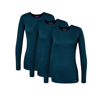 Sivvan Scrubs For Women - Long Sleeve Comfort Underscrub Tee 3-Pack - S85003 - Caribbean Blue - Xs