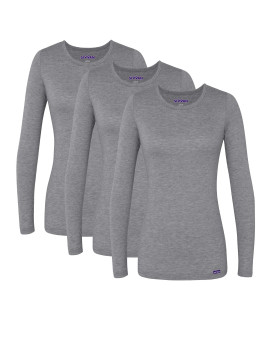 Sivvan Scrubs For Women - Long Sleeve Comfort Underscrub Tee 3-Pack - S85003 - Dark Marl Gray - Xl