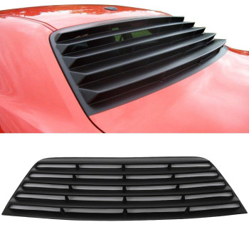 Ikon Motorsports Window Louver Compatible With 2008-2021 Dodge Challenger, Unpainted Black Pur Rear Windshield Louver Sun Shade Cover