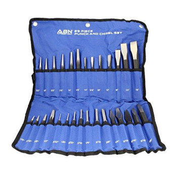 ABN Cold Chisel Set Automotive Punch Tool Kit - 29-Piece Punch Chisel Set - Pin Punch Set, Center Punch Set, & More