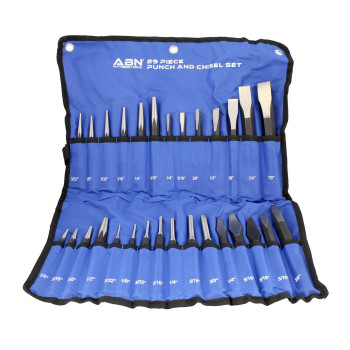 ABN Cold Chisel Set Automotive Punch Tool Kit - 29-Piece Punch Chisel Set - Pin Punch Set, Center Punch Set, & More