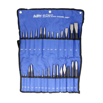 ABN Cold Chisel Set Automotive Punch Tool Kit - 29-Piece Punch Chisel Set - Pin Punch Set, Center Punch Set, & More