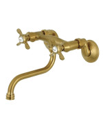 Kingston Brass KS116SB Adjustable Center Wall Mount Bathroom Faucet, Brushed Brass