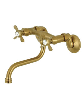 Kingston Brass KS116SB Adjustable Center Wall Mount Bathroom Faucet, Brushed Brass