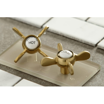 Kingston Brass KS116SB Adjustable Center Wall Mount Bathroom Faucet, Brushed Brass