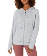 carkartEssentials Womens Brushed Tech Stretch Full-Zip Hoodie, Grey, Space Dye, X-Small