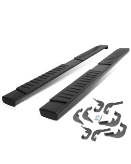 6 Inches Side Step Nerf Bar Running Boards Compatible With Chevy Silverado Gmc Sierra Crew Cab 07-19, Aluminum, Black Powdercoated