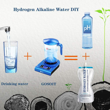 Gosoit Hydrogen Alkaline Water Bottle Pitcher Maker Machine Hydrogen Water Generator With Spe And Pem Technology, Us Membrane 3 Modes Make Hydrogen Content Up To 400-1200 Ppb 2.0L/70 Oz