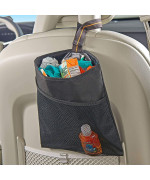 High Road Hanging Car Trash Bag With Washable Leakproof Lining And Mesh Storage Pocket