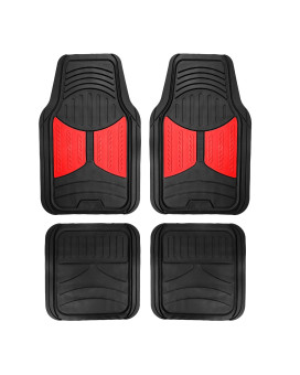 Fh Group Full Set Trimmable Rubber Floor Mats, Monster Eyes (Red) - Universal Fit For Cars Trucks And Suvs