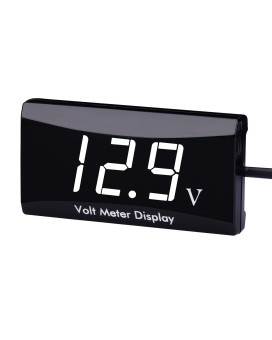 Dc 12V Car Digital Voltmeter Gauge - Aimilar Led Display Voltage Volt Meter For Car Motorcycle (White)