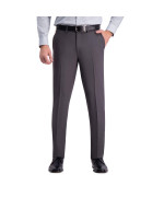Haggar Mens Premium Comfort Dress Slim Fit Flat Front Pant, Dark Grey, 32W X 32L