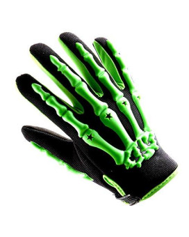 1Storm Youth Motocross Gloves Motorcycle Bmx Mx Atv Dirt Bike Bicycle Skeleton Cycling Kids Gloves Green