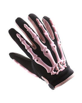 1Storm Youth Motocross Gloves Motorcycle Bmx Mx Atv Dirt Bike Bicycle Skeleton Cycling Kids Gloves Pink