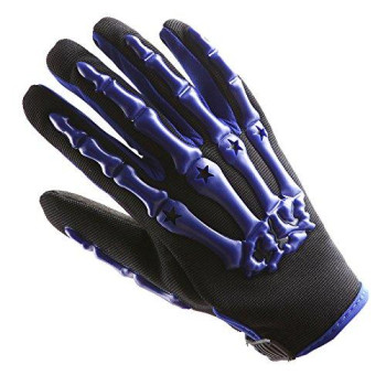 1Storm Youth Motocross Gloves Motorcycle Bmx Mx Atv Dirt Bike Bicycle Skeleton Cycling Kids Gloves Blue