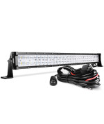 Dwvo 32 Led Light Bar 390W Straight 9D 48000Lm Upgrade Chipset With 10Ft Wiring Harness For Offroad Driving Fog Lamp Marine Boating Ip68 Waterproof Spot Flood Combo Beam Light Bars