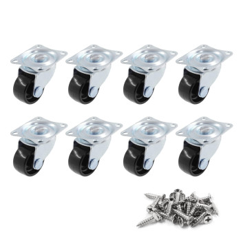 Luomorgo 1 inch Dia Swivel Caster Wheels Rubber Base with Rectangle Top Plate & Bearing Heavy Duty 8pcs