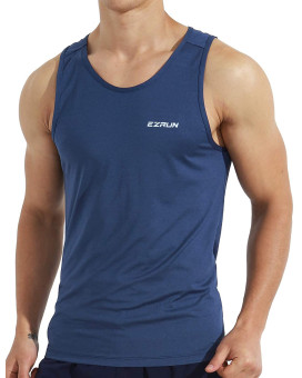 Ezrun Mens Quick Dry Sport Tank Top For Bodybuilding Gym Athletic Jogging Running,Fitness Training Workout Sleeveless Shirts(Blue,S)