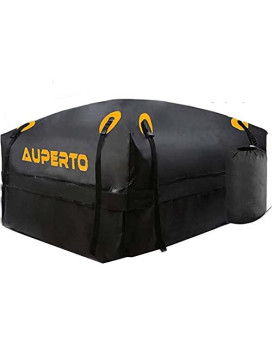 Auperto Rooftop Cargo Bag - 100% Waterproof 15 Cubic Ft Roof Bag Or Cars With Side Rails, Cross Bars Or Rack