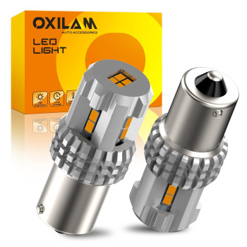 Oxilam Turn Signal Light 1156 Led Bulbs Amber Yellow 2200K Extremely Bright Ba15S 1141 1003 7506 Led Bulbs With High Power 12Pcs 3020Smd Chipsets, 2 Pack