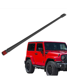 Rydonair Antenna Compatible With Jeep Wrangler Jk Jku Jl Jlu Rubicon Sahara (2007-2022) | 13 Inches Flexible Rubber Antenna Replacement | Designed For Optimized Fm/Am Reception W/Red Bottom