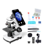 Microscope For Adults Kids Students 100-2000X Magnification Powerful Biological Educational Microscopes With Operation Accessories (10P), Slides Set (15P), Phone Adapter, Wire Shutter & Backpack