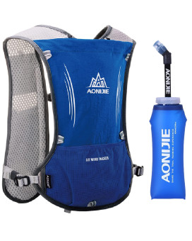 Azarxis Hydration Vest Backpack Pack 5L For Women And Men - Fit For Trail Marathoner Running Race (Blue (5L) - With A Soft Flask (600Ml))