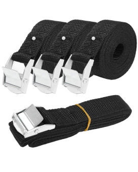 IronBuddy 6.5' x 1" Tie Down Straps Lashing Straps Black Nylon Heavy Dust Cargo Tie Down Straps with Zinc Alloy Lock Buckle Up to 600lbs, Pack of 4 (6.5ft)