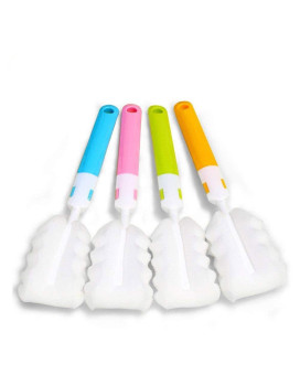 Invoda 4Pcs Bottle Brush,Bottle Washer Set Long Sponge Bottle Cleaning Brushes Baby Bottle Cleaner Brush, Nipple Brush (4 Pcs)