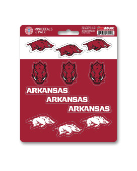 Fanmats 61154 Arkansas Razorbacks 12 Count Mini Decal Sticker Pack