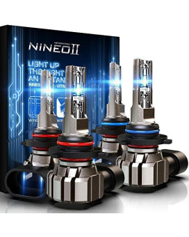 Nineo 9005 9006 Combo Led Bulbs , 20000Lm Hb3 Hb4 Lights All-In-One Conversion Kits Fanless 6500K Xenon White Bright In-Line Install Halogen Replacement Quiet Driving - Pack Of 4